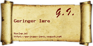 Geringer Imre névjegykártya
